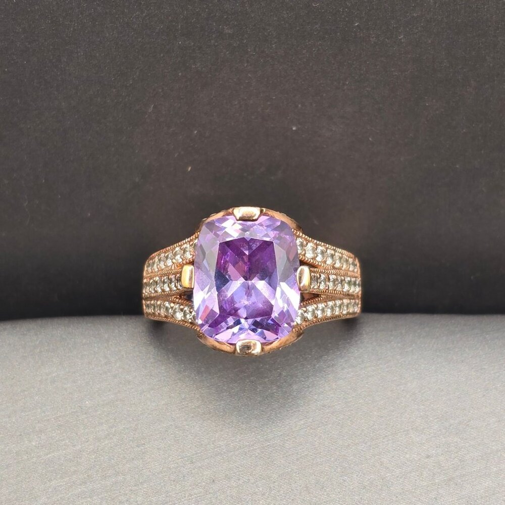 Vanna K Bella Luce Lavender Cushion Cut Ring 18k Rose Gold Over Silver Size 8 - Picture 13 of 13